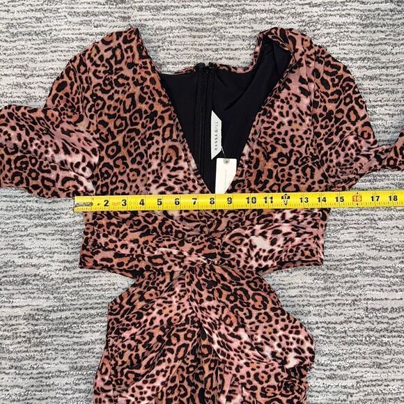 NWT Ranna Gill Floral Cutouts Leopard Print Midi Dress Size Small - Picture 8 of 12